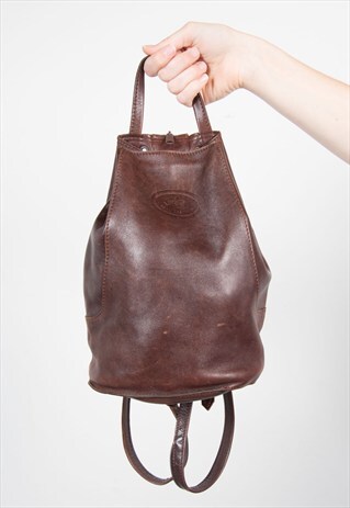 VINTAGE LEATHER DRAWSTRING RUCKSACK BACKPACK