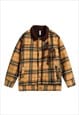 WOOLEN CHECK BOMBER FLEECE LINED PLAID JACKET WINTER COAT