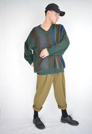 VINTAGE MULTICOLOUR STRIPED OVERSIZE SWEATSHIRT