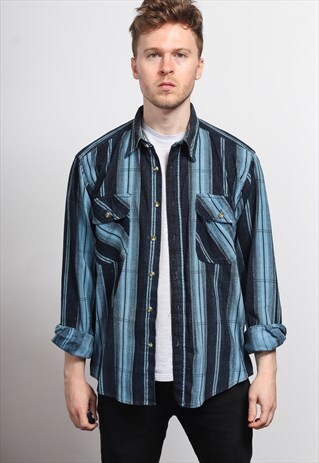 VINTAGE CORDUROY CORD STRIPED SHIRT