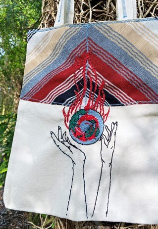 UPCYCLED BURNING WORLD TOTE BAG