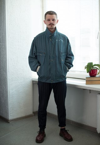 VINTAGE 80'S EMERALD GREEN BOMBER JACKET