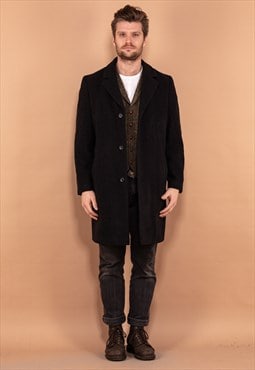 Vintage 00's Men Classic Wool Blend Coat in Dark Grey