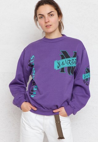 VINTAGE PURPLE CREW NECK PULLOVER SWEATSHIRT