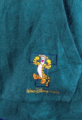 VINTAGE DISNEY EMBROIDERED FLEECE HOODIE GREEN XL
