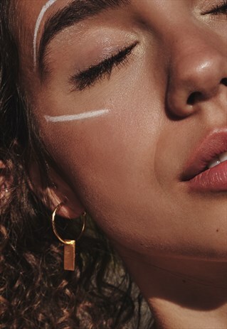 GOLD HOOPS BOHO EARRINGS CIRCLE WITH RECTANGLE PIECE