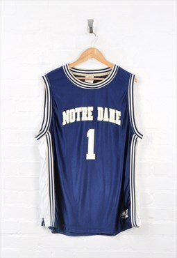 Vintage Adidas Notre Dame Basketball Jersey Navy XL