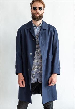 VINTAGE 60S CLASSIC MIDI COAT IN BLUE
