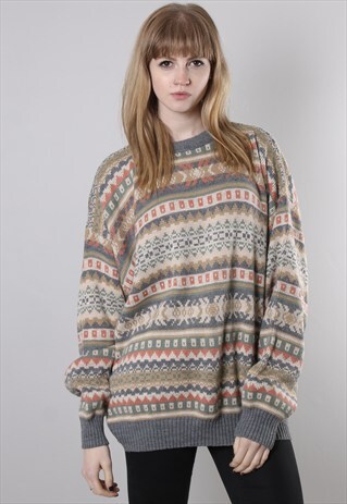VINTAGE 80S PATTERNED OVERSIZE JUMPER