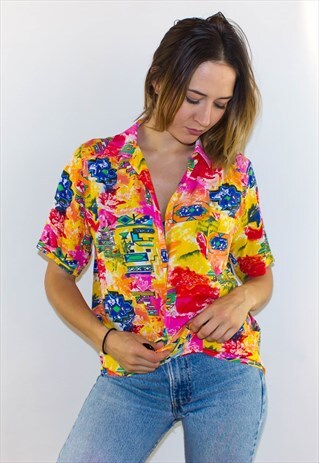 VINTAGE 90'S TROPICAL PATTERNED SHIRT