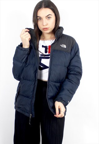 90'S RARE VINTAGE NAVY & BROWN PUFFER JACKET