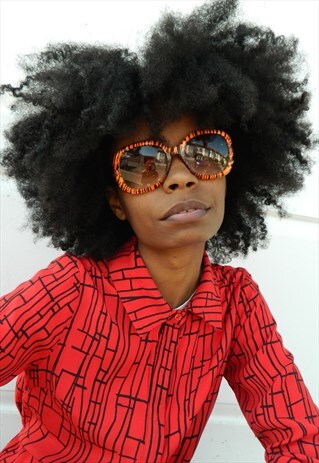 BROWN LENS ORANGE ZEBRA FRAME OVERSIZED SUNGLASSES