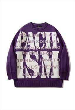 No war sweater pacifism slogan jumper punk pullover purple