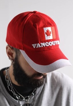 Vintage Vancouver Graphic Baseball Cap Hat Red