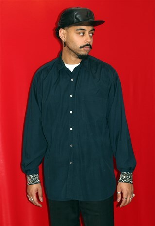 PAUL SMITH STUDDED SLEEVE INDIGO BLUE SHIRT