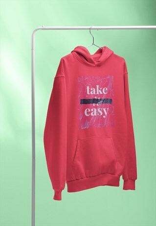 TAKE IT EASY MEN RED HOODIE RETRO