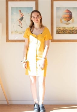 Bright yellow short sleeve vintage dress