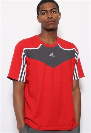 VINTAGE ADIDAS CENTRAL LOGO T-SHIRT RED