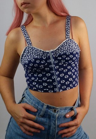 VINTAGE 80'S UNITED COLORS OF BENETTON CORSET COTTON TOP