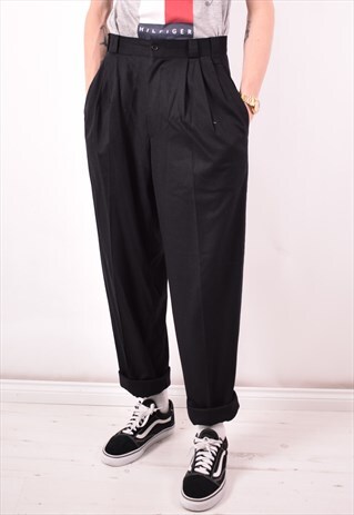 GIANNI VERSACE MENS VINTAGE TROUSERS W30 L31 BLACK 90S