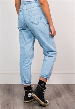 VINTAGE 90'S LIGHT BLUE DENIM HIGH WAIST MOM JEANS