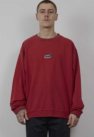 VINTAGE 90'S NIKE LOGO DARK RED SWEATER