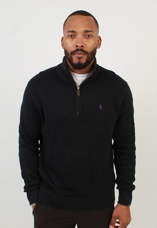 Men's Polo Ralph Lauren black Zip Neck Sweater