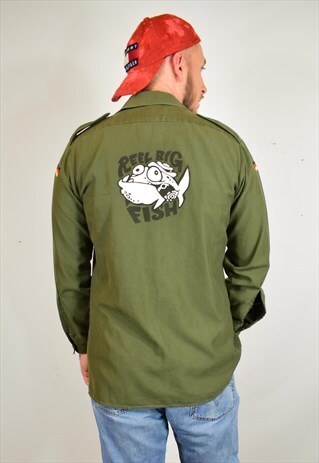 VINTAGE KHAKI MILITARY PRINT SHIRT