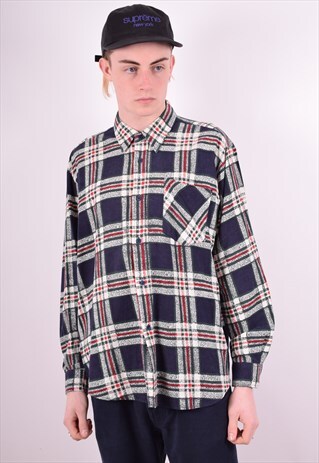 MENS VINTAGE SHIRT LARGE MULTI CHECK 90'S