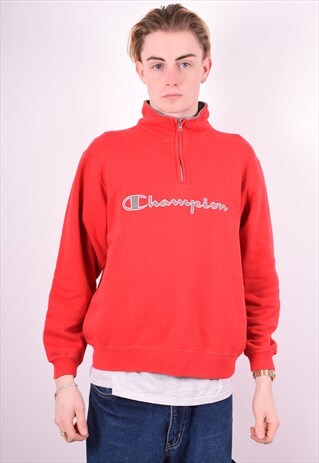 CHAMPION MENS VINTAGE SWEATSHIRT JUMPER SMALL RED 90'S