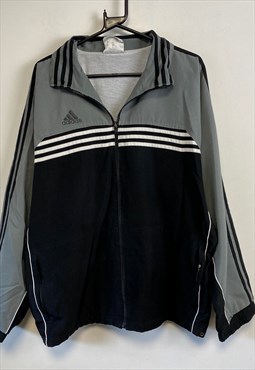 Vintage 90s Grey and Black Adidas Windbreaker Men's Large