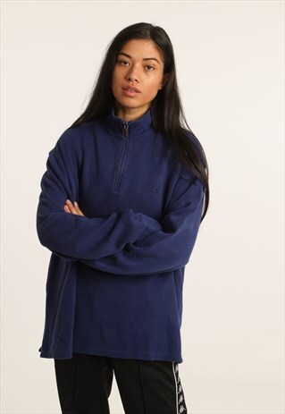 VINTAGE RALPH LAUREN EMBROIDERED LOGO 1/4 ZIP SWEATSHIRT