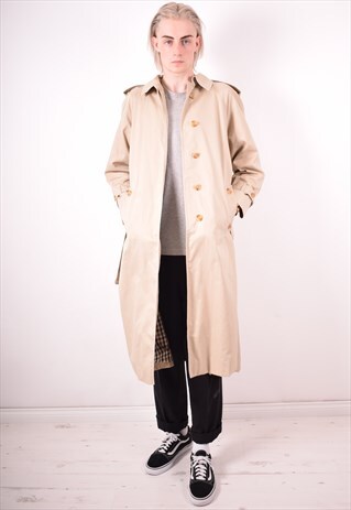AQUASCUTUM MENS VINTAGE TRENCH COAT MEDIUM BEIGE 90S