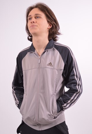 VINTAGE ADIDAS TRACKSUIT TOP JACKET GREY