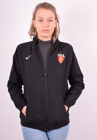 NIKE WOMENS VINTAGE TRACKSUIT TOP JACKET XL BLACK 90S