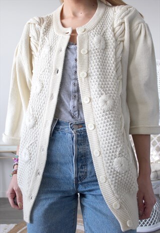 VINTAGE CARDIGAN ONE SIZE BEIGE
