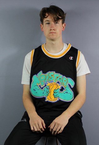 VINTAGE CHAMPION SPACE JAM MONSTARS JERSEY IN BLACK WITH EMB