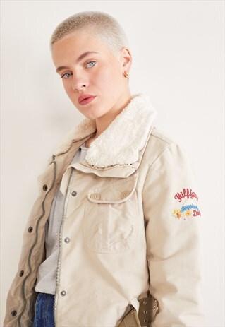 VINTAGE TOMMY HILFIGER SHERPA LINED JACKET BEIGE