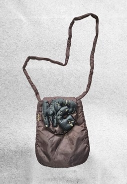 vintage y2k brown puffy shoulder bag