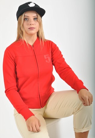 VINTAGE TRACK BOMBER JACKET IN RED