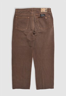 Vintage 90s Avirex Denim Wide-Leg Jeans in Brown