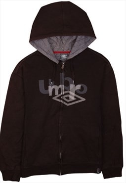 Vintage 90's Umbro Hoodie Spellout Full Zip Up Brown XLarge