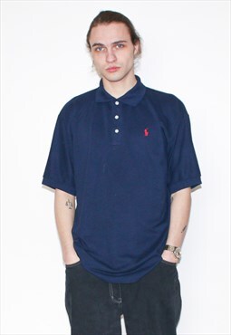Vintage 90s classic polo shirt in navy blue