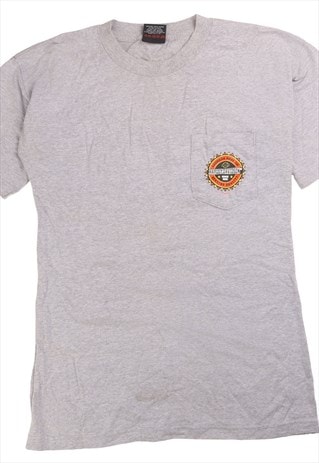 Harley Davidson  Back Print Short Sleeve T Shirt Large Grey