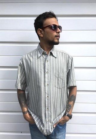 MENS VINTAGE 80S CHECKED SHORT SLEEVE FESTIVAL SHIRT TOP