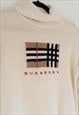 Y2K 00S RARE BURBERRY CREAM TURTLE NECK KNIT SWEATER JUMPER