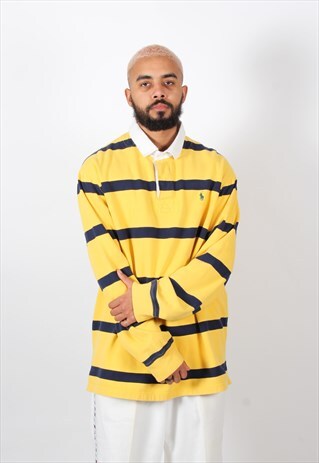 VINTAGE POLO RALPH LAUREN RUGBY SHIRT YELLOW
