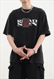 Black Washed Graphic Cotton oversized T shirt tee