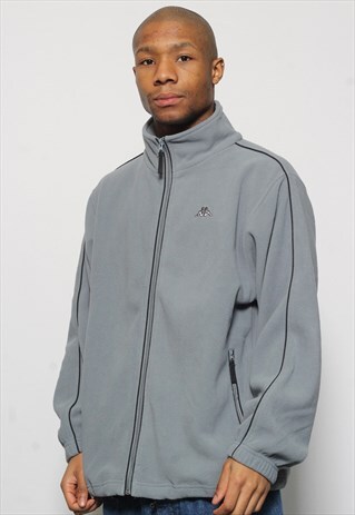 VINTAGE KAPPA FULL ZIP LOGO FLEECE GREY