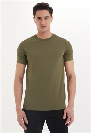 ESSENTIALS PIMA COTTON T-SHIRT IN DARK OLIVE
